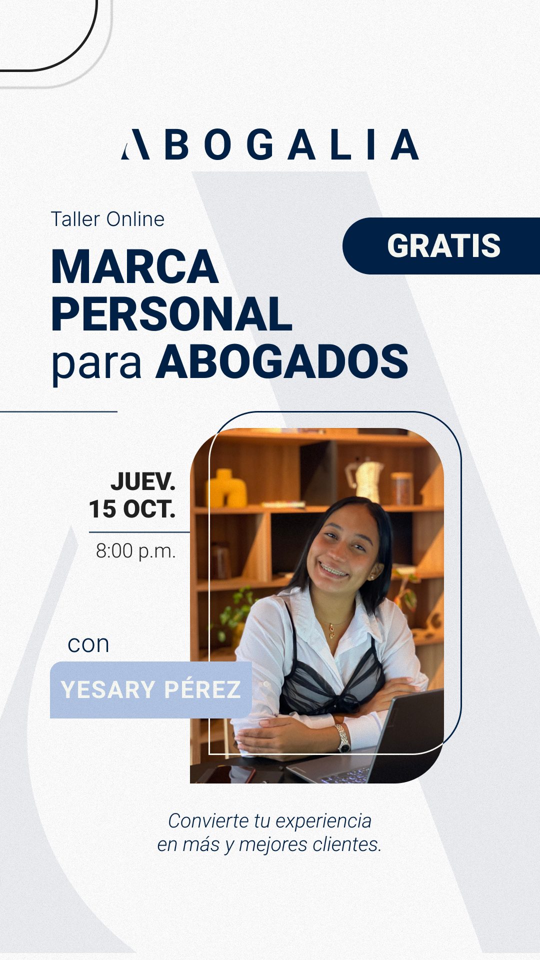 Taller Marca Personal para Abogados con Yesary Pérez, Jueves 15 de octubre a las 8:00 p.m.